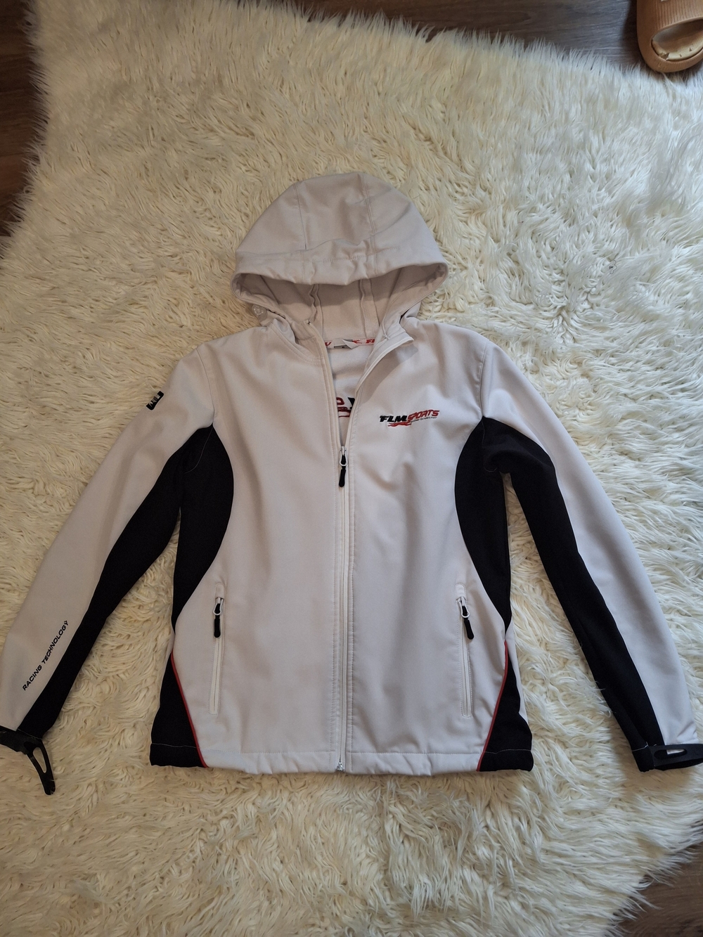 White & Black Hooded Softshell Jacket